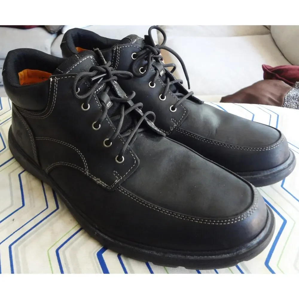 Timberland Earthkeepers Mens 13 Black Leather Moc Toe Chukka Ankle Boots Ankle